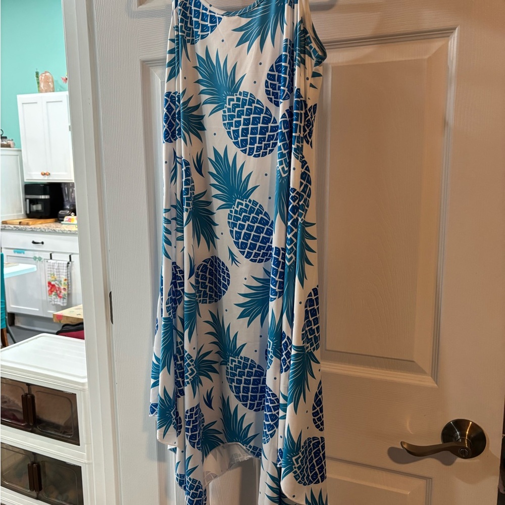 JM Collection Blue and White Patterned Dress